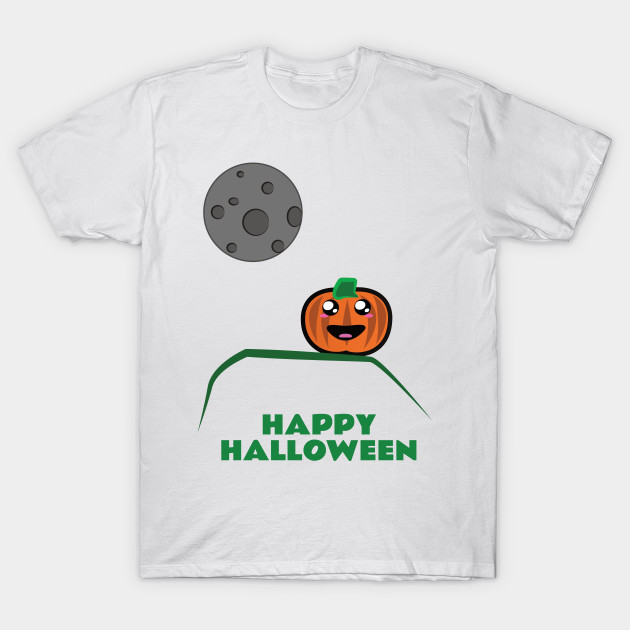 Happy Halloween - Night Time Moon and Pumpkin T-Shirt-TOZ